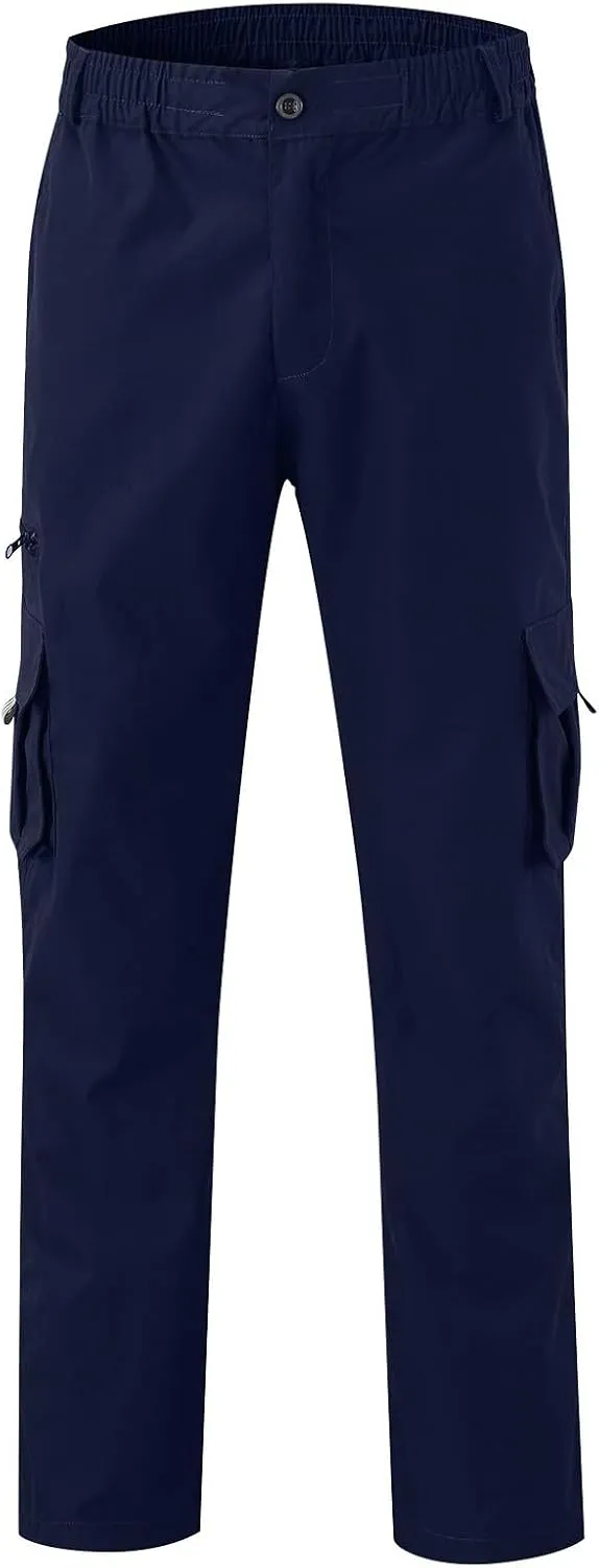 Mens Cargo Pants Big and Tall Elastic Waist Loose Fit Sweatpants Casual Lightweight Stretch Straight Leg Joggers with Pockets