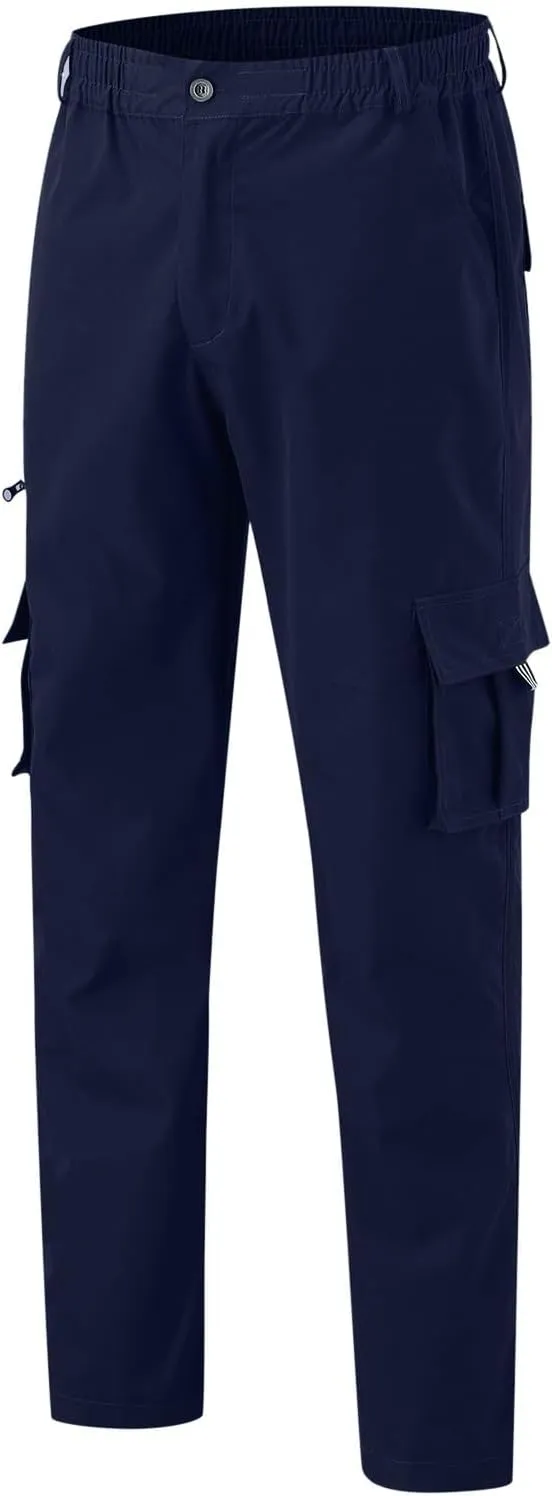 Mens Cargo Pants Big and Tall Elastic Waist Loose Fit Sweatpants Casual Lightweight Stretch Straight Leg Joggers with Pockets