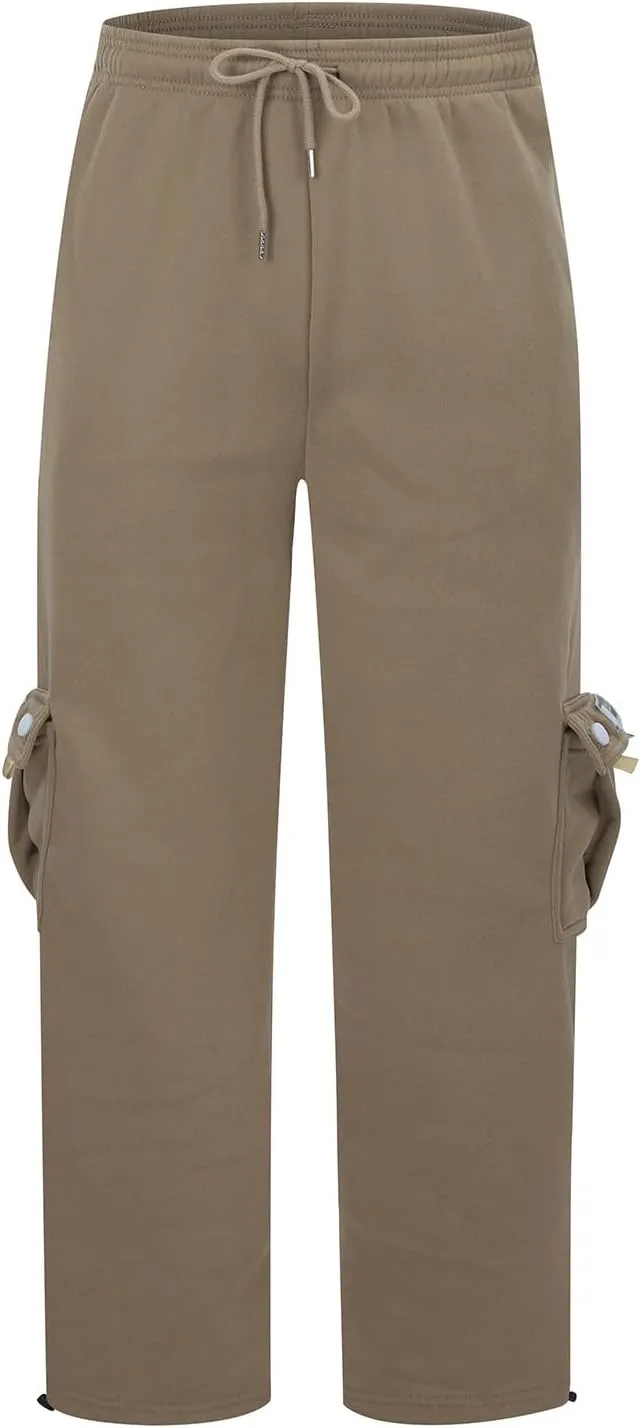 Mens Cargo Pants Big and Tall Lightweight Straight Leg Sweatpants Plus Size Baggy Elastic Waist Drawstring Athletic Joggers