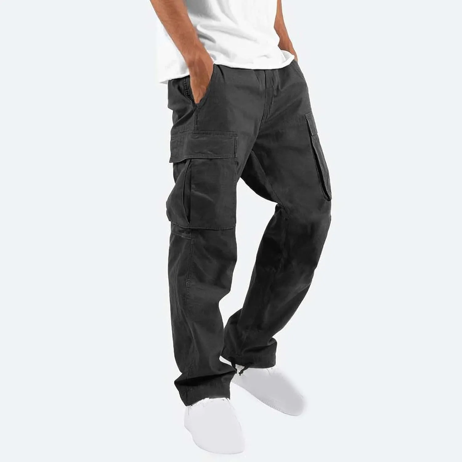 Mens Cargo Pants Casual Baggy Work Hiking Pants Relaxed Fit Summer Outdoor Workout Joggers with Multi Pockets