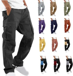 Mens Cargo Pants Casual Baggy Work Hiking Pants Relaxed Fit Summer Outdoor Workout Joggers with Multi Pockets