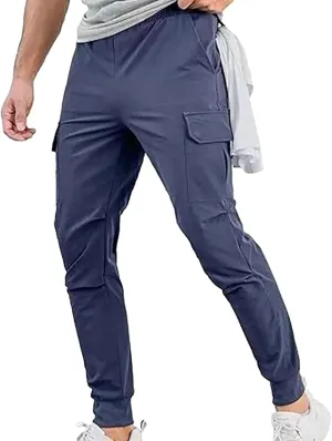 Mens Cargo Pants Relaxed Fit Elastic Waist Plus Size Tapered Lounge Sweatpants Casual Lightweight Athletic Jogging Trousers