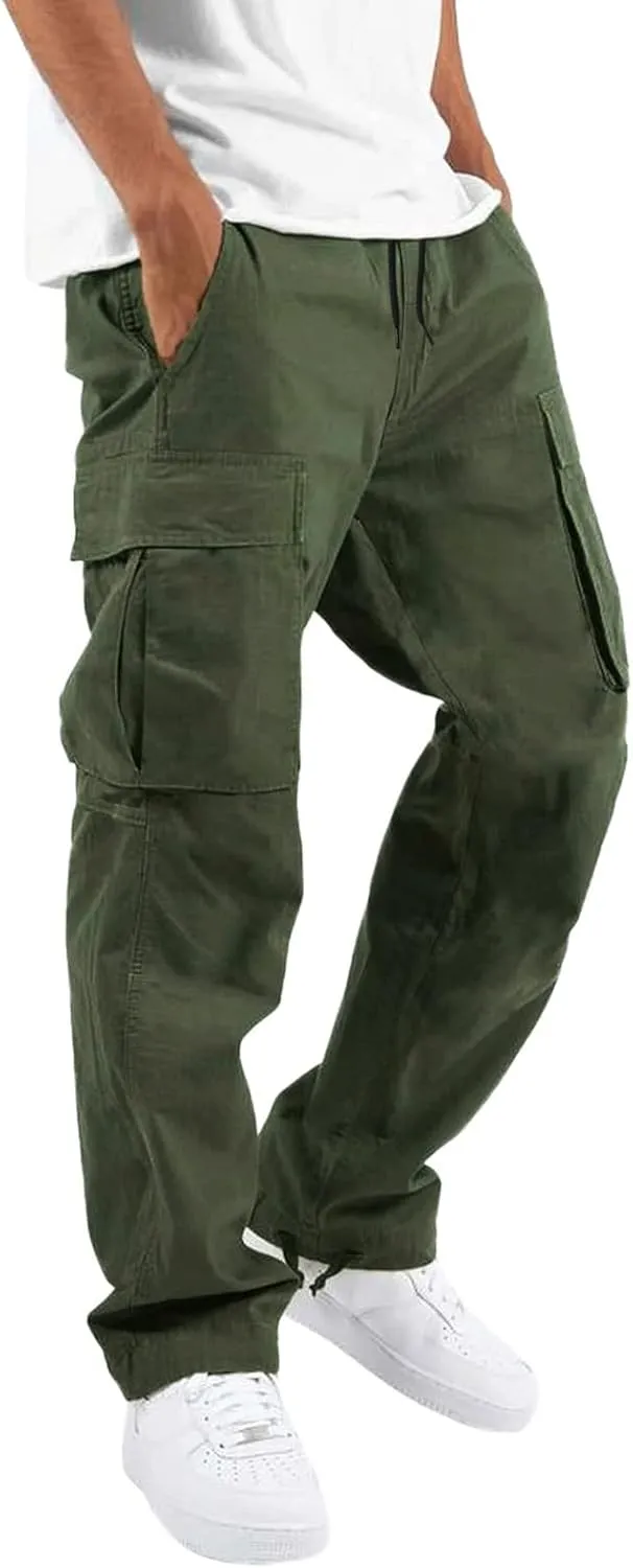 Mens Cargo Sweatpants Casual Jogging Sports Elastic with Pockets Men's Men's Pants Stretch Waist Cargo Pants