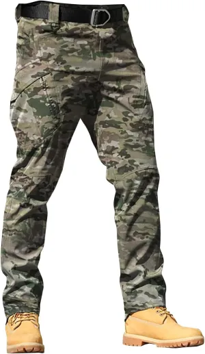 Mens Cargo Tactical Pants Work Hiking Water Resistant Relaxed Fit Hiking Pant Lightweight Ripstop Outdoor Pants