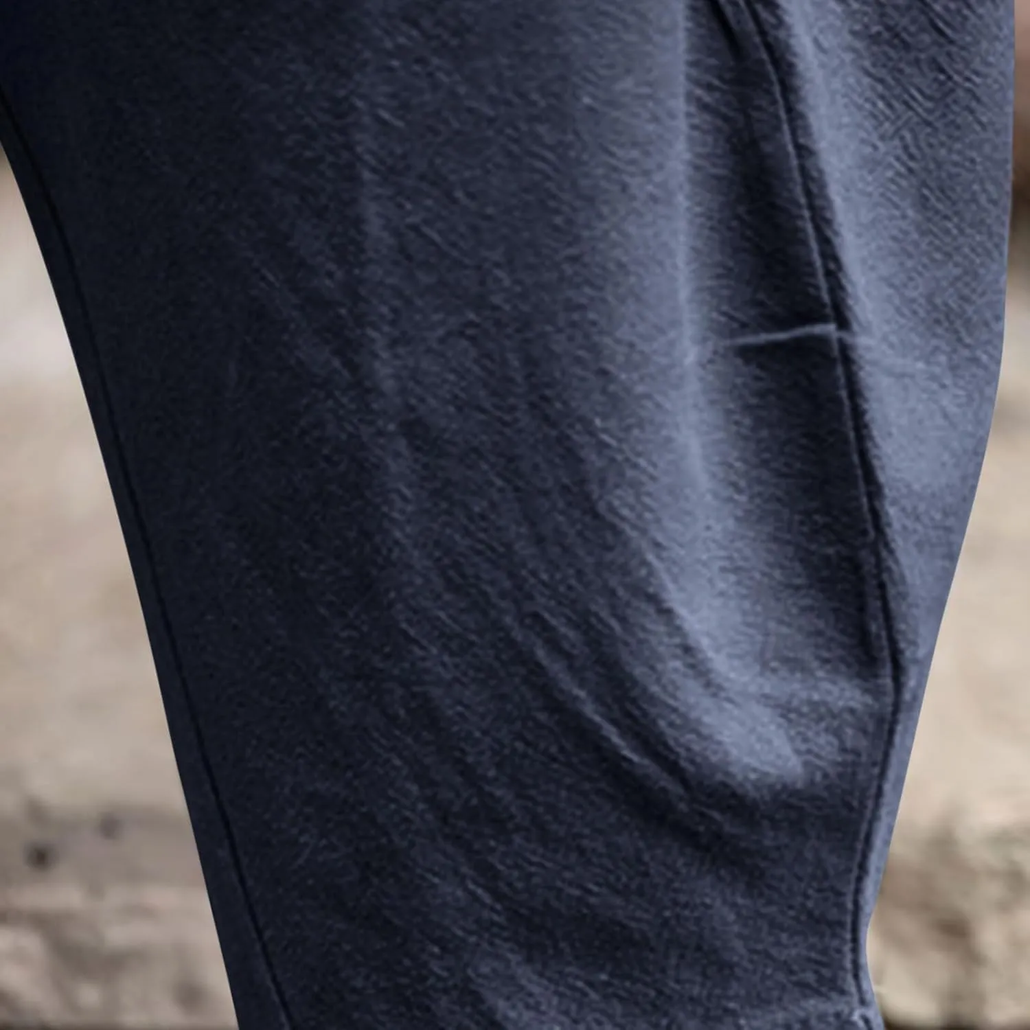 Mens Casual Linen Pants Below Knee Relaxed Fit Wide Leg Baggy Trousers Elastic Waistband Capri Comfy Gym Pants