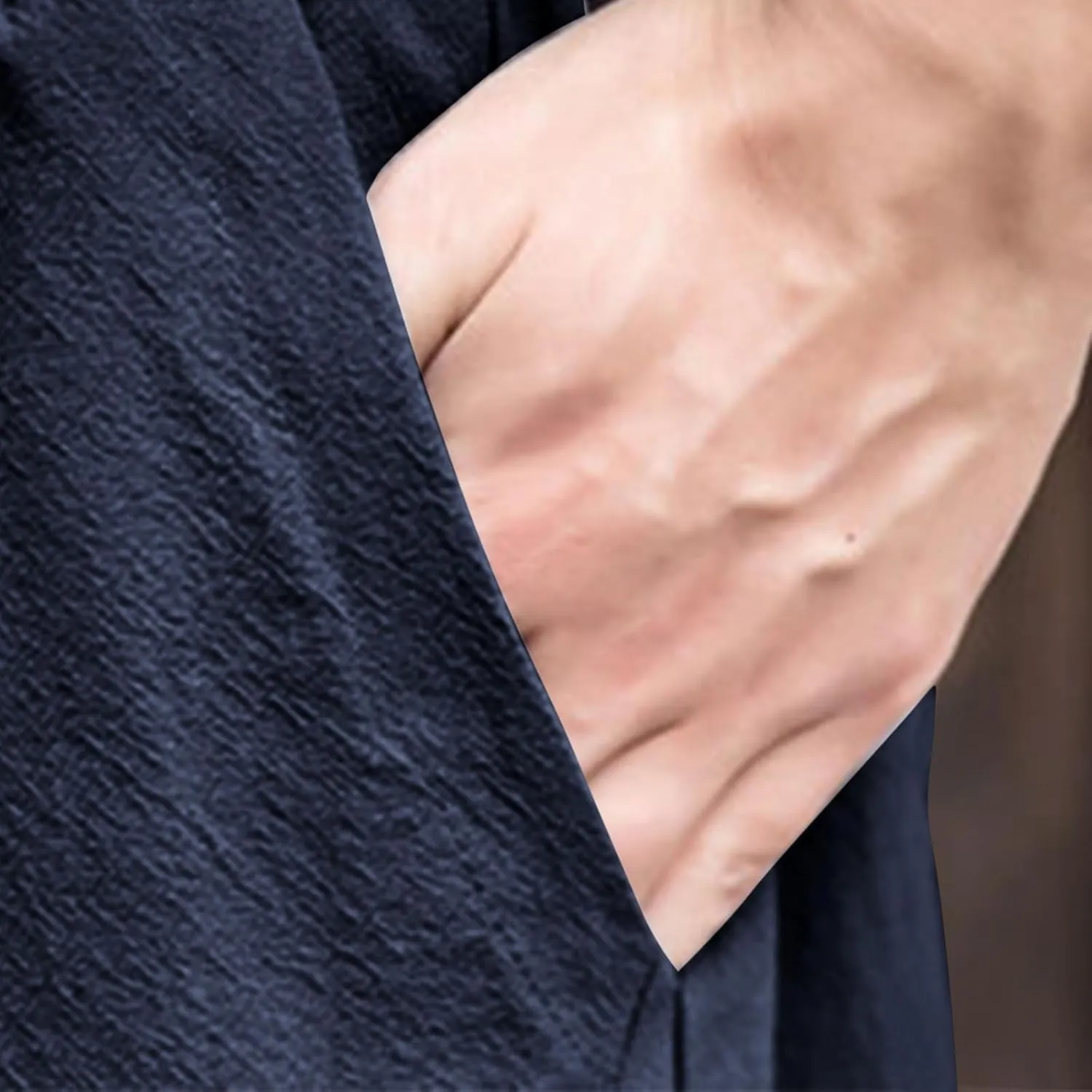 Mens Casual Linen Pants Below Knee Relaxed Fit Wide Leg Baggy Trousers Elastic Waistband Capri Comfy Gym Pants