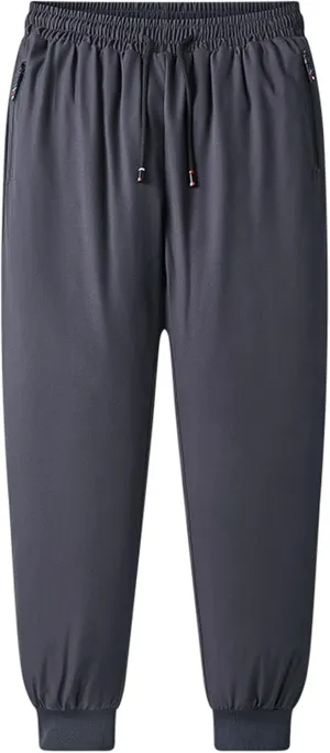 Mens Casual Pants Elastic Waist Relaxed Fit Windproof Fleece Trousers Plus Size Lightweight Straight Leg Tapered Joggers