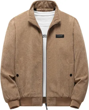 Men's Corduroy Bomber Jackets Zip Up Fleece Sherpa Lined Jacket Vintage Trucker Shackets Coat for Men with Pockets