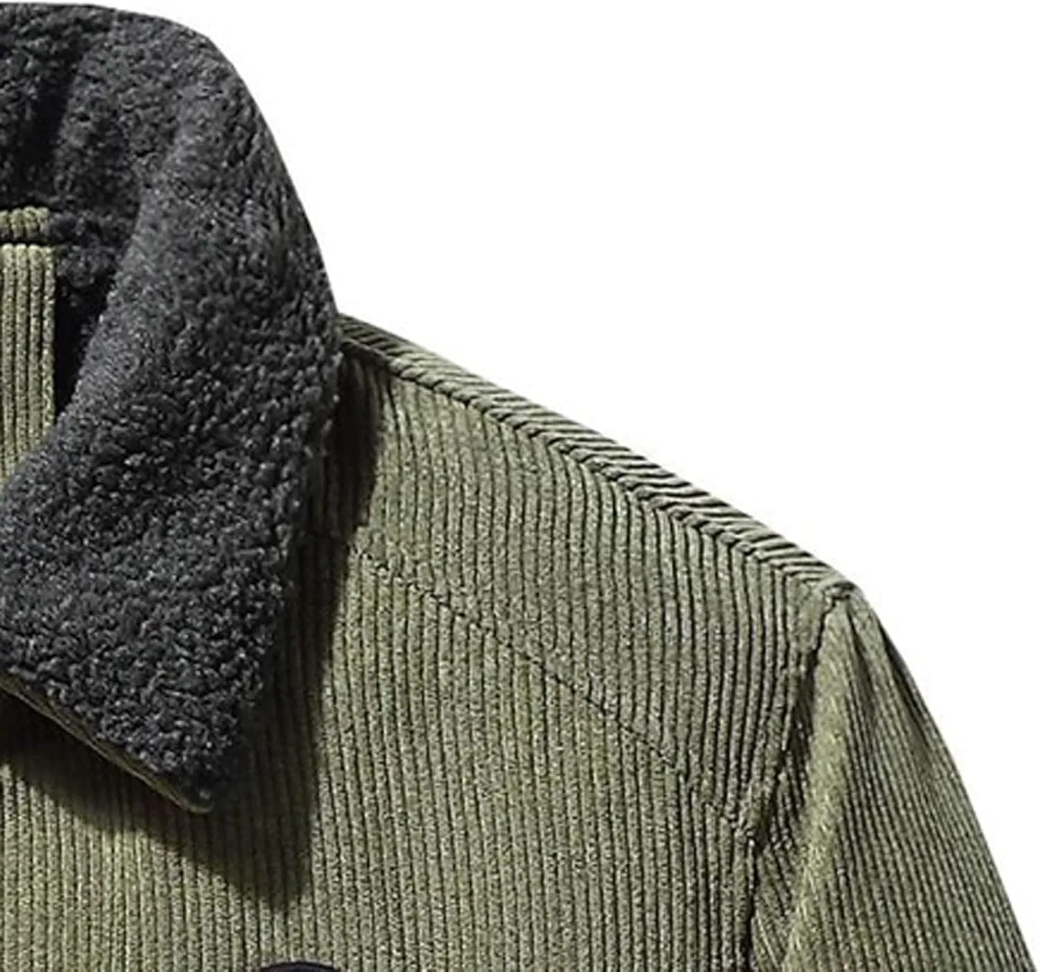 Men's Corduroy Jacket Casual Sherpa Fleece Lined Trucker Jackets Corduroy Bomber Jacket Coat for Men