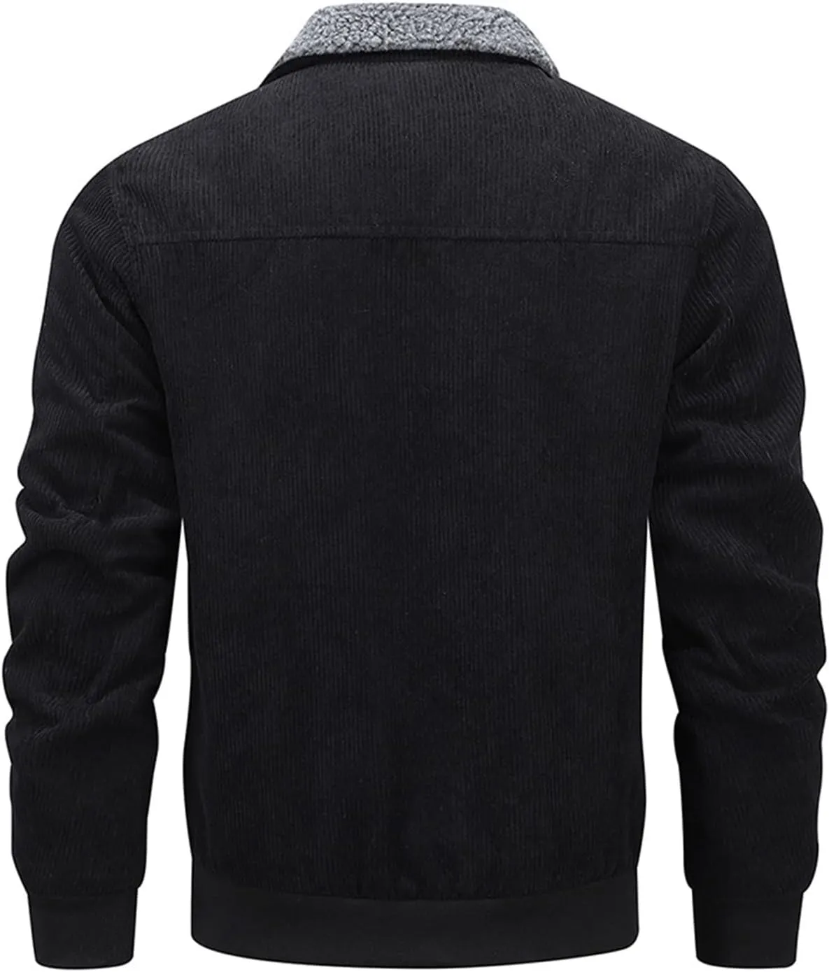 Men's Corduroy Jacket Fleece Sherpa Lined Trucker Jackets Turn-Down Collar Warm Winter Coats Casual Outwear with Pocket