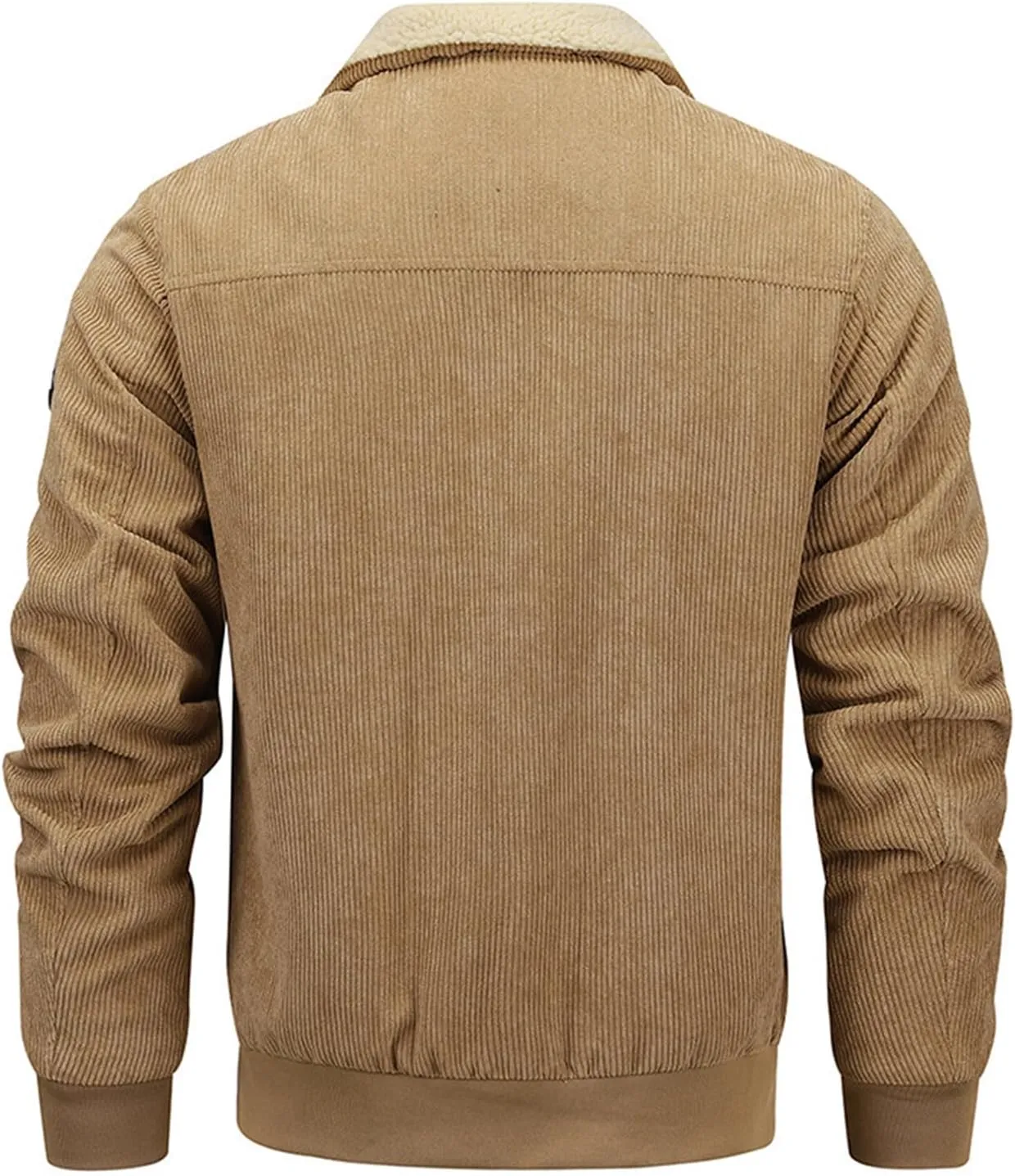 Mens Corduroy Jackets Sherpa Fleece Lined Warm Winter Casual Trucker Coats Stylish Bomber Jacket with Multi Pockets