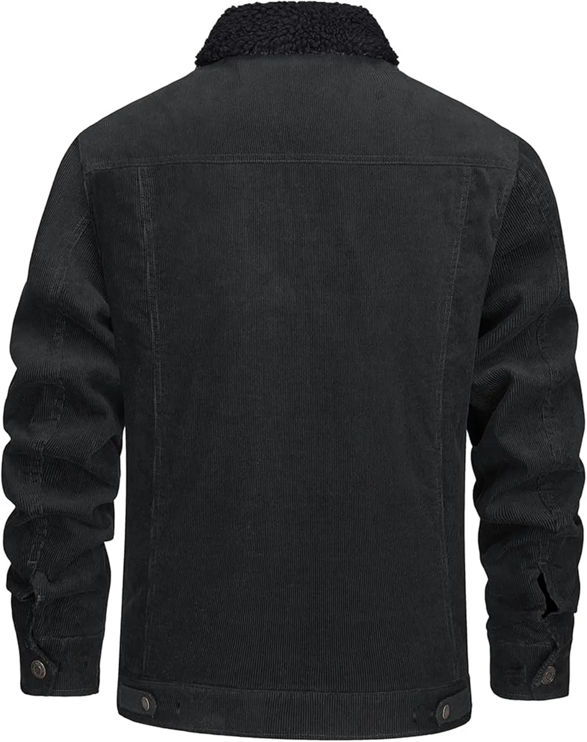 Men's Corduroy Sherpa Lined Trucker Jacket Turn-Down Collar Warm Winter Jacket Casual Coat for Men Multi Pockets