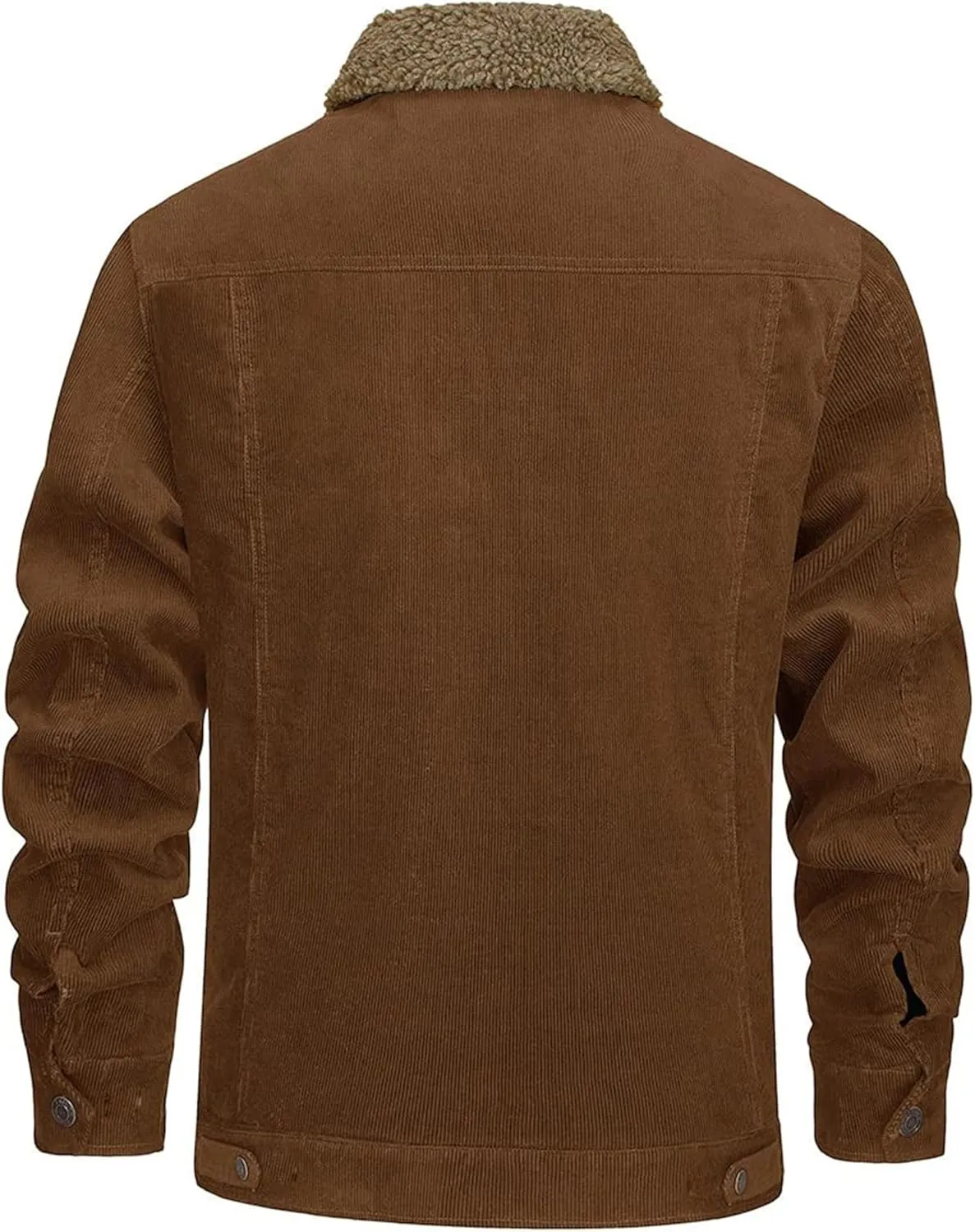 Men's Corduroy Sherpa Lined Trucker Jacket Winter Fleece Warm Coats Work Button Down Fur Collar Shirt Jacket for Men