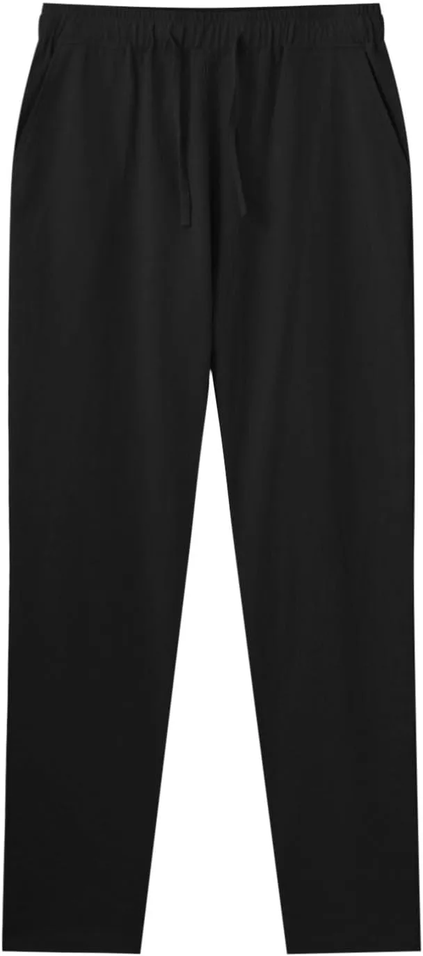 Mens Cotton Joggers Elastic Waist Loose Fit Lightweight Hiking Pants Casual Solid Plus Size Straight Leg Athletic Sweatpants