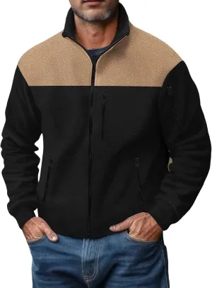 Men's Fleece Jackets Full Zip Lightweight Outdoor Hiking Jackets with Pockets Winter Casual Long Sleeve Warm Outwear