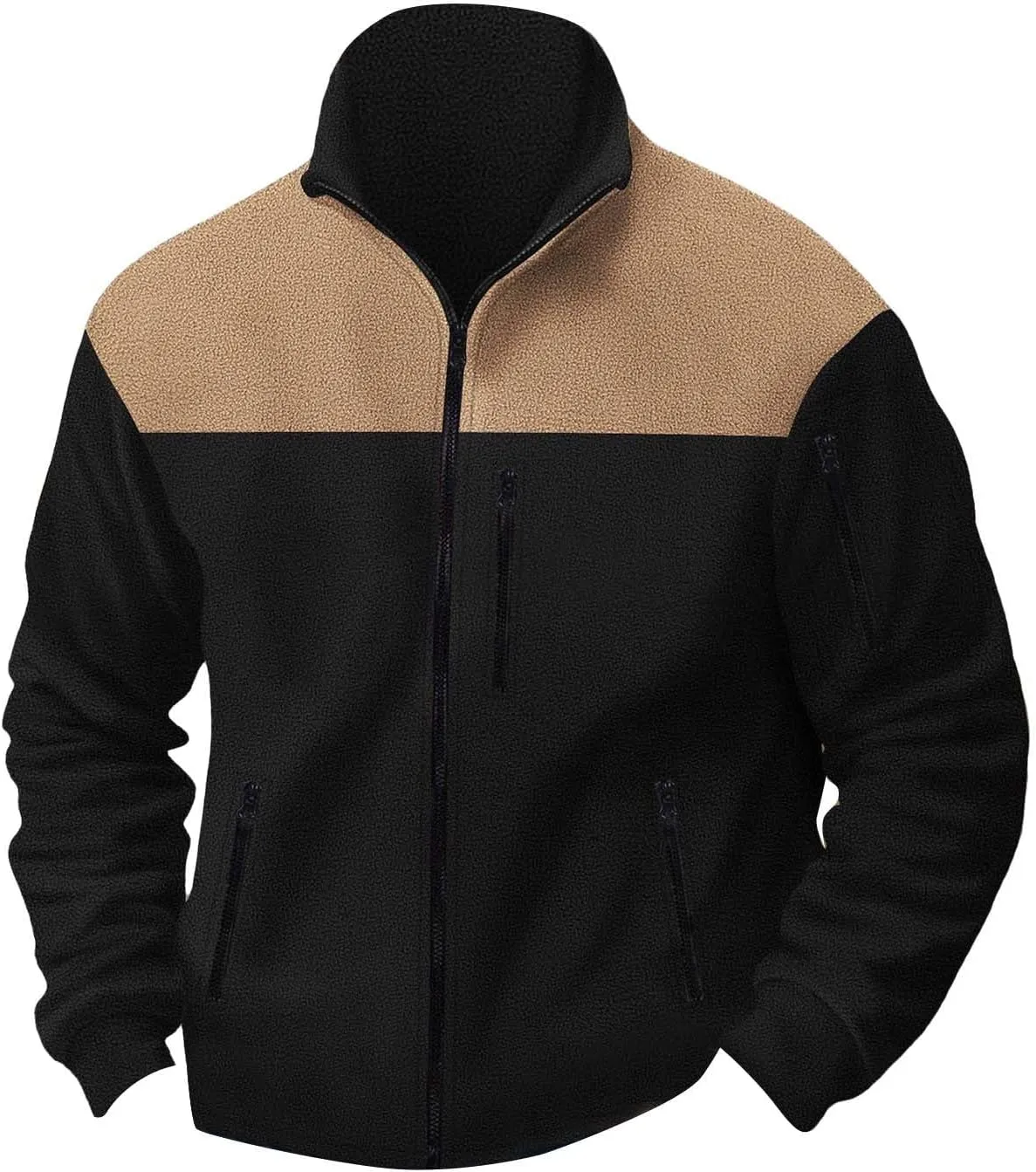 Men's Fleece Jackets Full Zip Lightweight Outdoor Hiking Jackets with Pockets Winter Casual Long Sleeve Warm Outwear