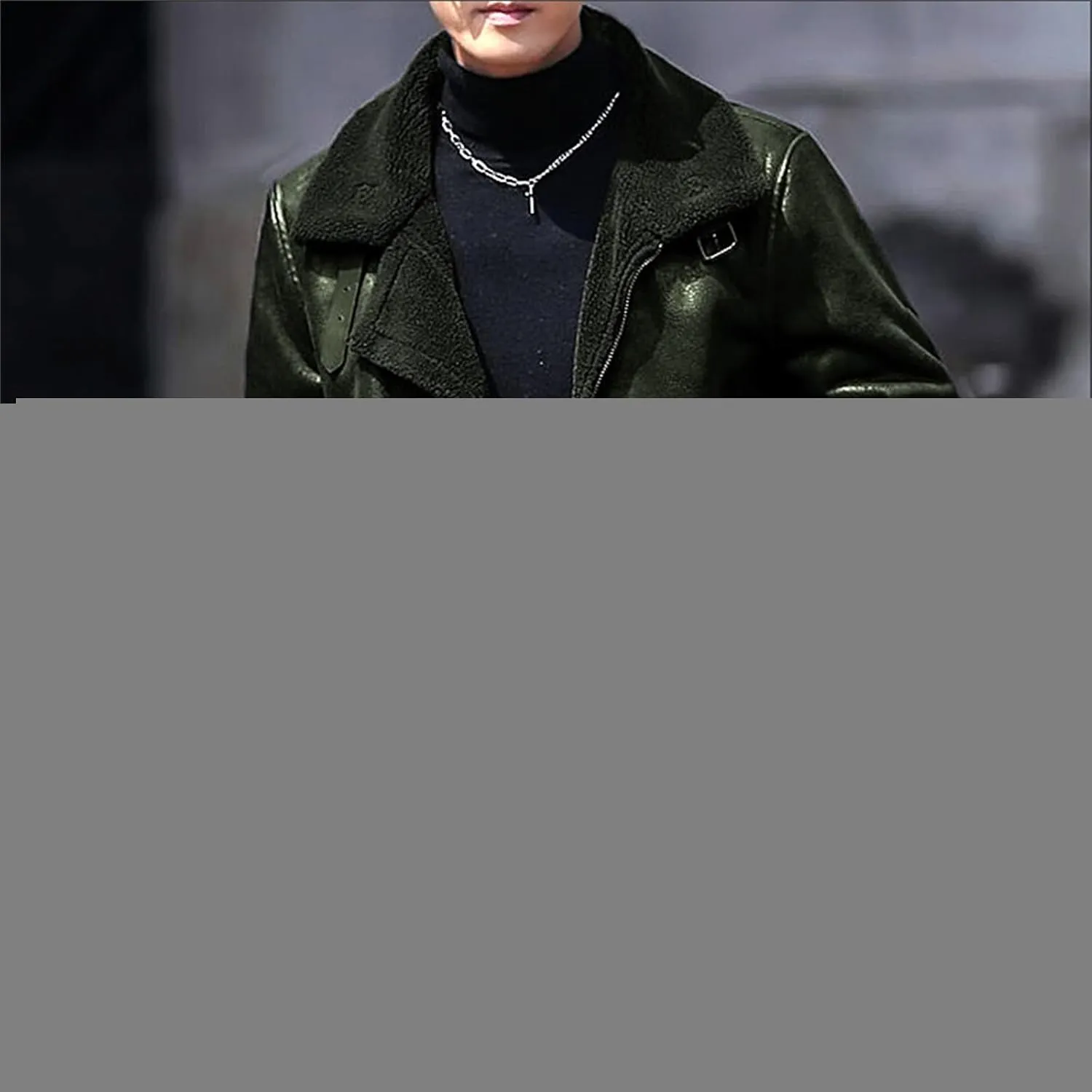 Men's Fleece Lined Leather Jacket Men Vintage Lapel Fur Collar Jackets Faux Leather Suede Sherpa Coats Fall Winter