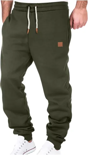 Men's Fleece Lined Sweatpants Plus Size Warm Pants Drawstring Elastic Waisted Joggers Pants Gym Lounge Sweatpants
