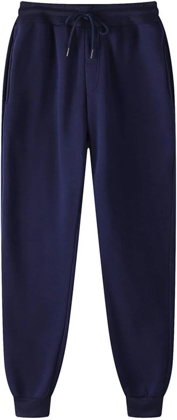 Men's Fleece Workout Sweatpants Drawstring Tapered Running Lounge Jogger Pants with Pockets Relaxed Athletic Pants