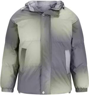 Men's Gradient Hooded Puffer Jacket Winter Warm Down Bubble Coats