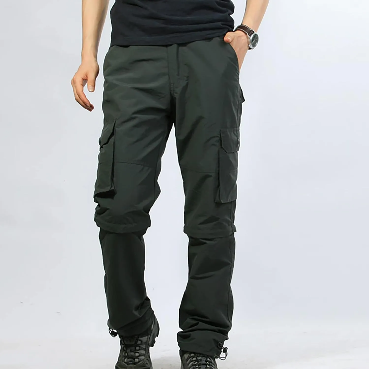 Mens Hiking Pants Convertible Quick Dry Lightweight Zip Off Outdoor Fishing Travel Cargo Pants with Multi-Pockets