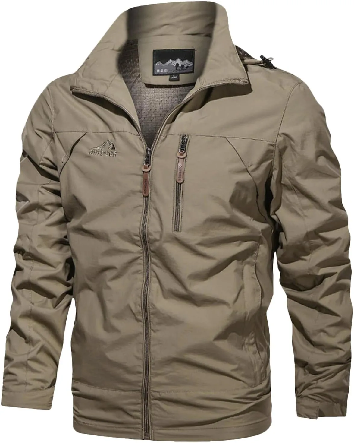 Mens Hooded Outdoor Jacket Long Sleeve Zipper Cargo Jeckets Multi Pocket Overcoat Windbreaker Winter Warm Trench Coat