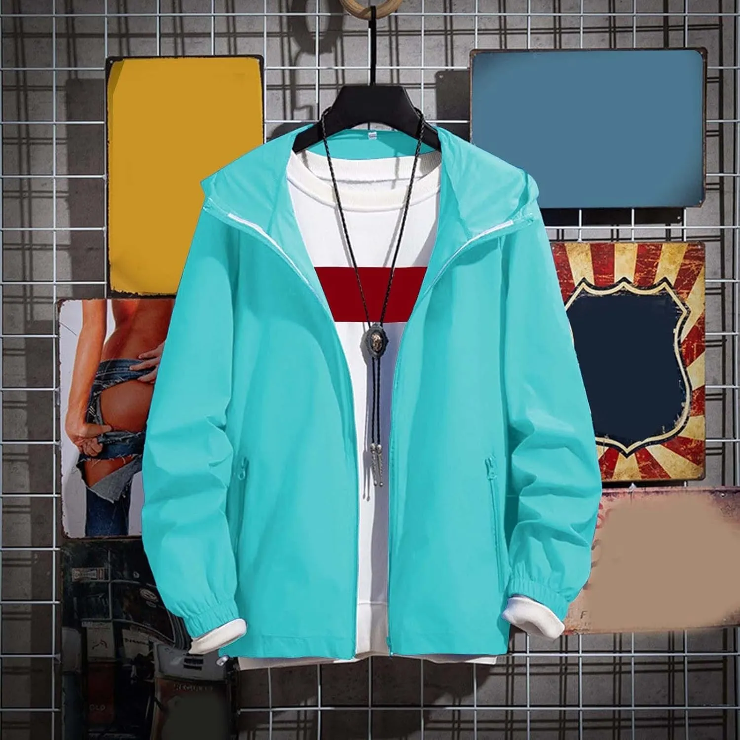 Men's Hoodie Jacket Thin Lightweight Rain Jacket Windproof Fall Casual UV Sun Protection Travel Sportswear