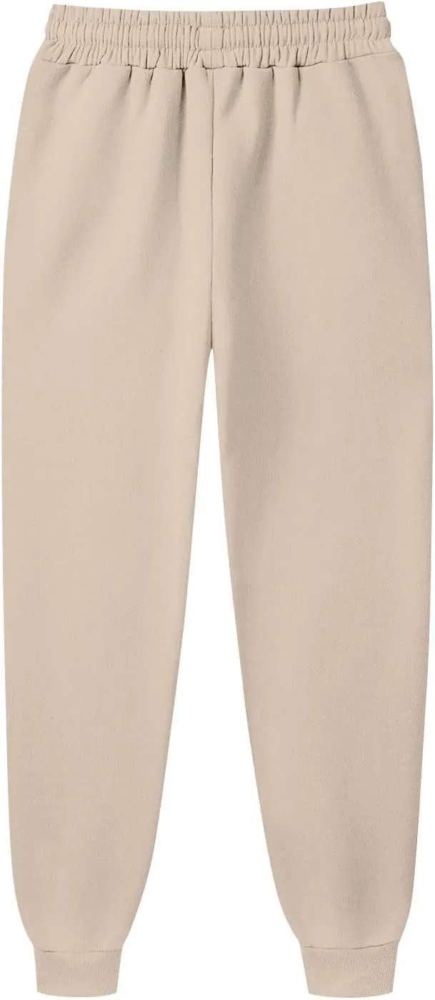Mens Jogging Pants Baggy Casual Solid Color Sweatpants Stretch Elastic Waist Drawstring Sport Pants with Pockets