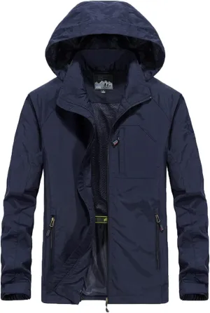 Men's Lightweight Waterproof Rain Jacket Hooded Outdoor Raincoat Hiking Windbreakers Jacket Casual Sportswear Hoodies