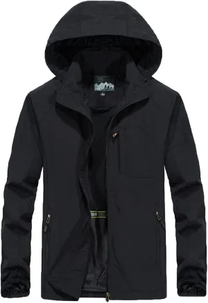 Men's Lightweight Waterproof Rain Jacket Hooded Outdoor Raincoat Hiking Windbreakers Jacket Casual Sportswear Hoodies