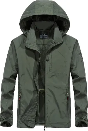 Men's Lightweight Waterproof Rain Jacket Hooded Outdoor Raincoat Hiking Windbreakers Jacket Casual Sportswear Hoodies