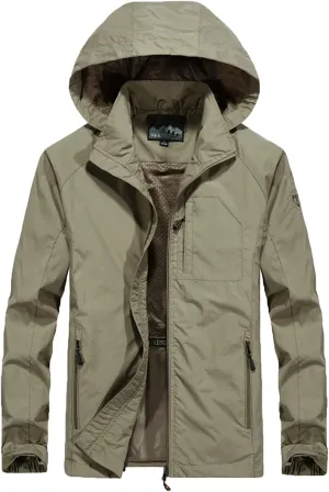 Men's Lightweight Waterproof Rain Jacket Hooded Outdoor Raincoat Hiking Windbreakers Jacket Casual Sportswear Hoodies