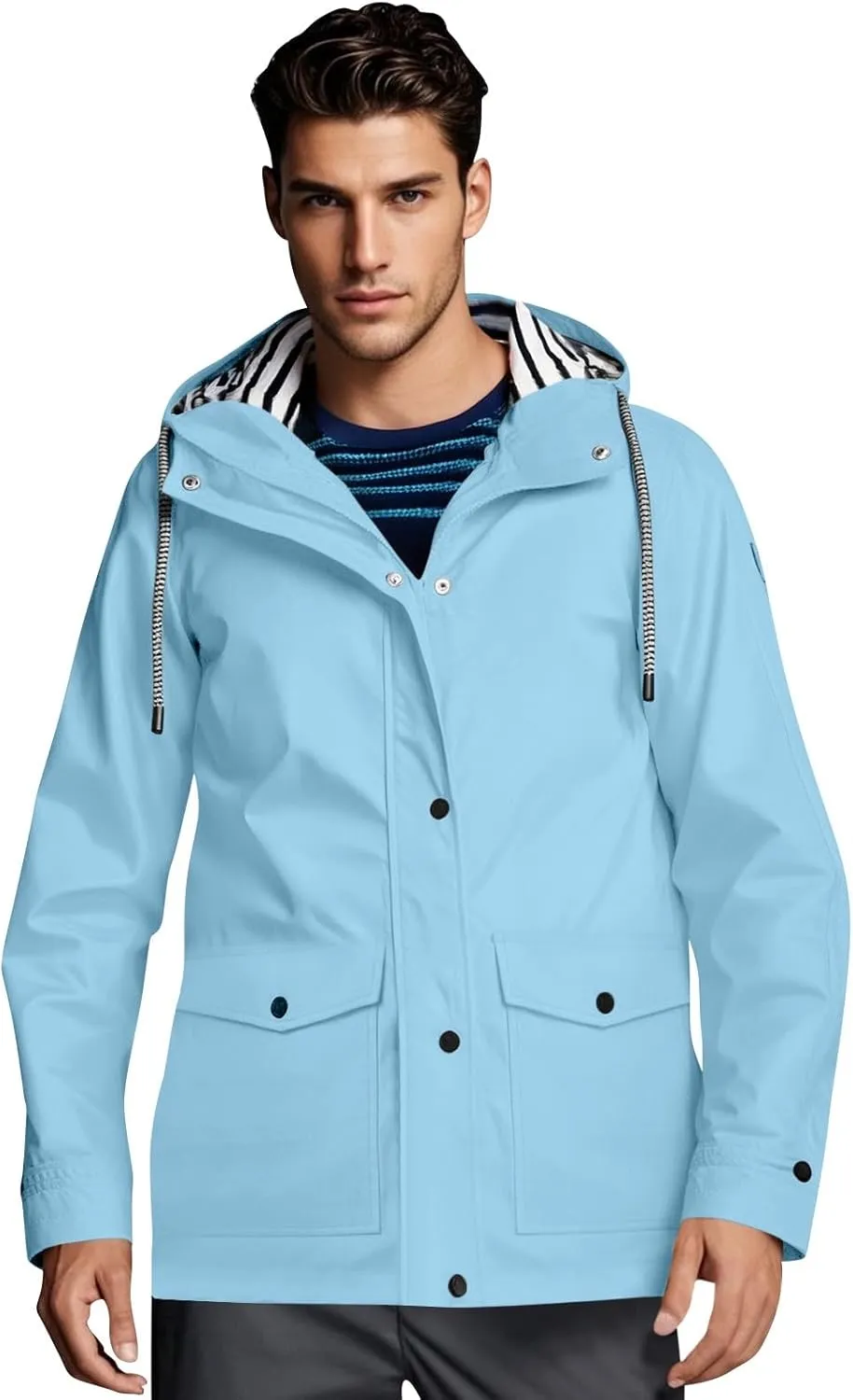 Mens Lightweight Waterproof Rain Jacket Windproof Raincoat Hooded jackets for Men Hiking Cycling Travel M-3XL