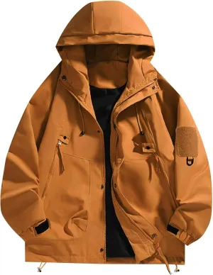 Mens Lightweight Zipper Hoodies Water Resistant Fall Winter Hiking Cycling Jackets Plus Size Waterproof Rain Coats