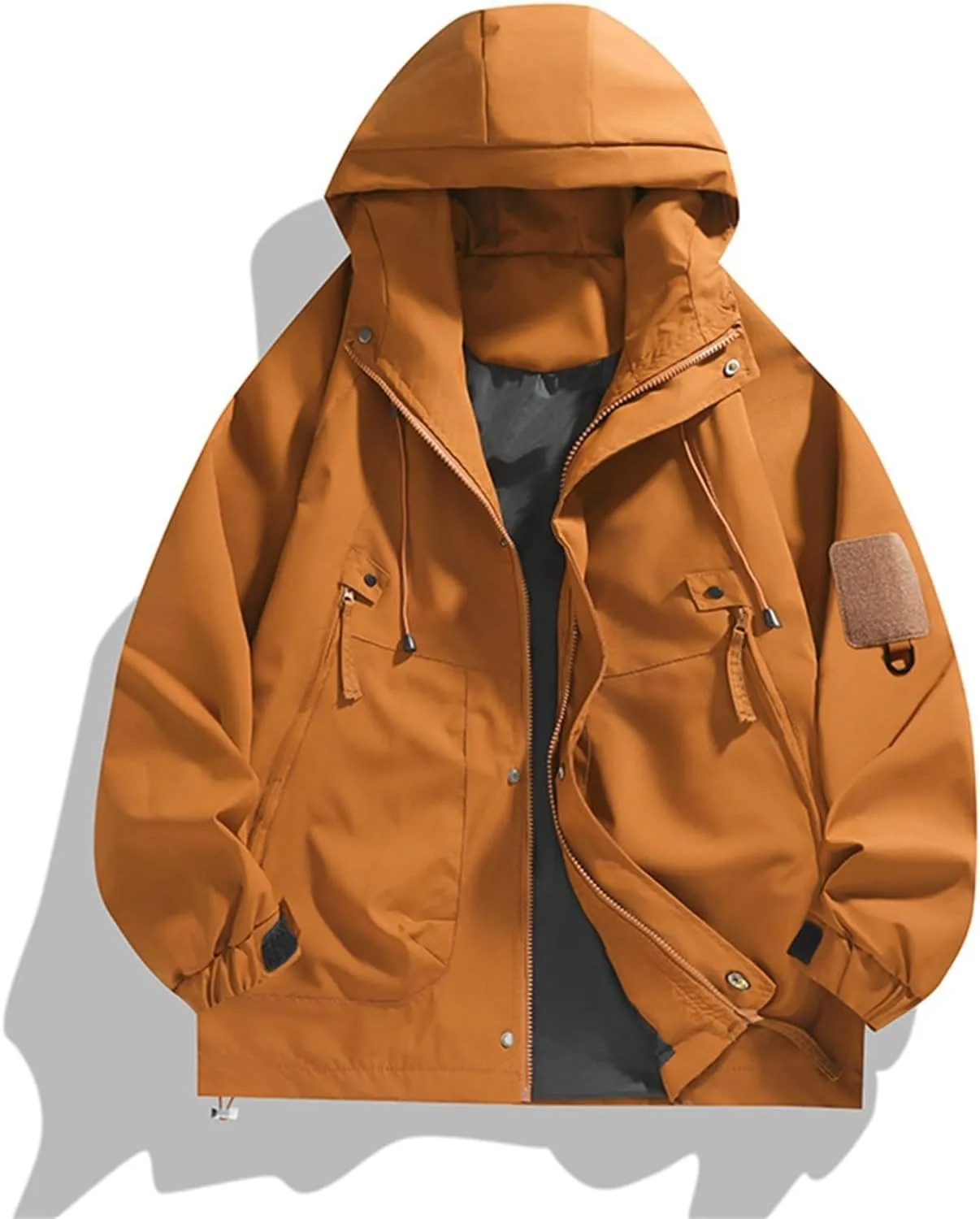 Mens Lightweight Zipper Hoodies Water Resistant Fall Winter Hiking Cycling Jackets Plus Size Waterproof Rain Coats
