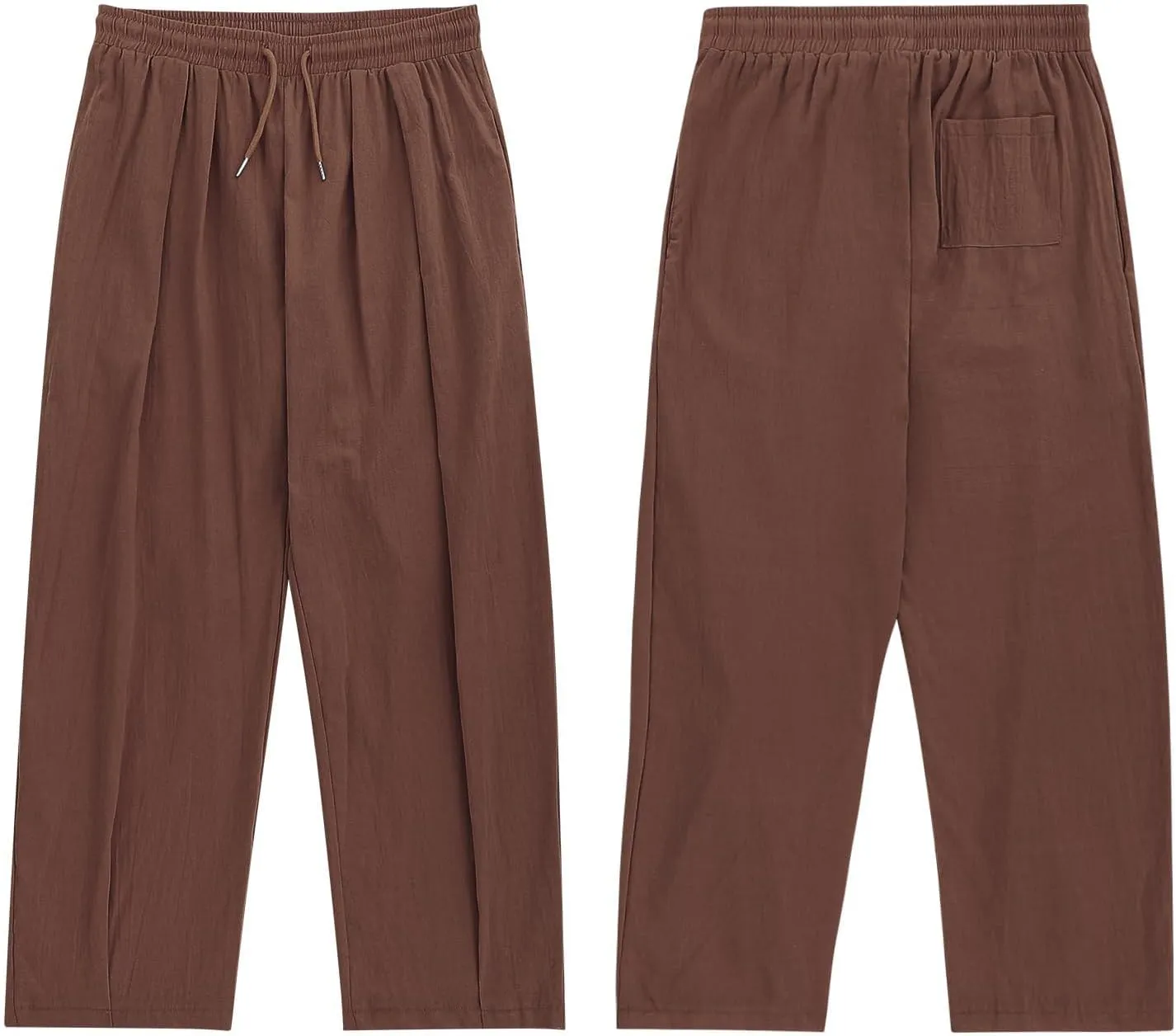 Men's Linen Pants Casual Drawstring Beach Pants Stretch Waist Summer Pants Lightweight Trouser with Pockets