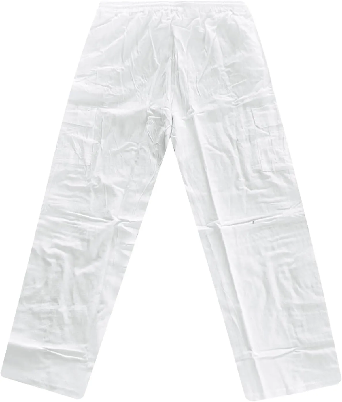 Men's Linen Pants Tall Elastic Waist Drawstring Pants Beach Palazzo Summer Pants Lightweight Trousers with Pockets