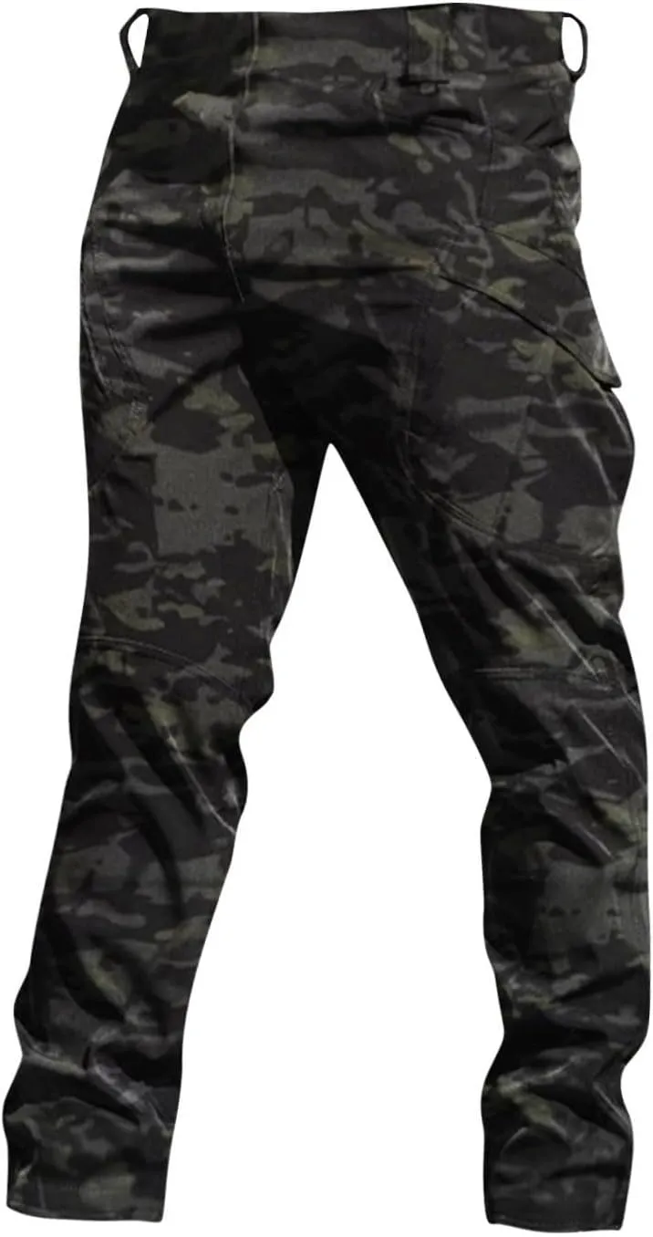 Men's Military Cargo Tactical Pants 2025 Ripstop Stretch Relaxed Fit Trousers Outdoor Hiking Pants with Multi Pockets