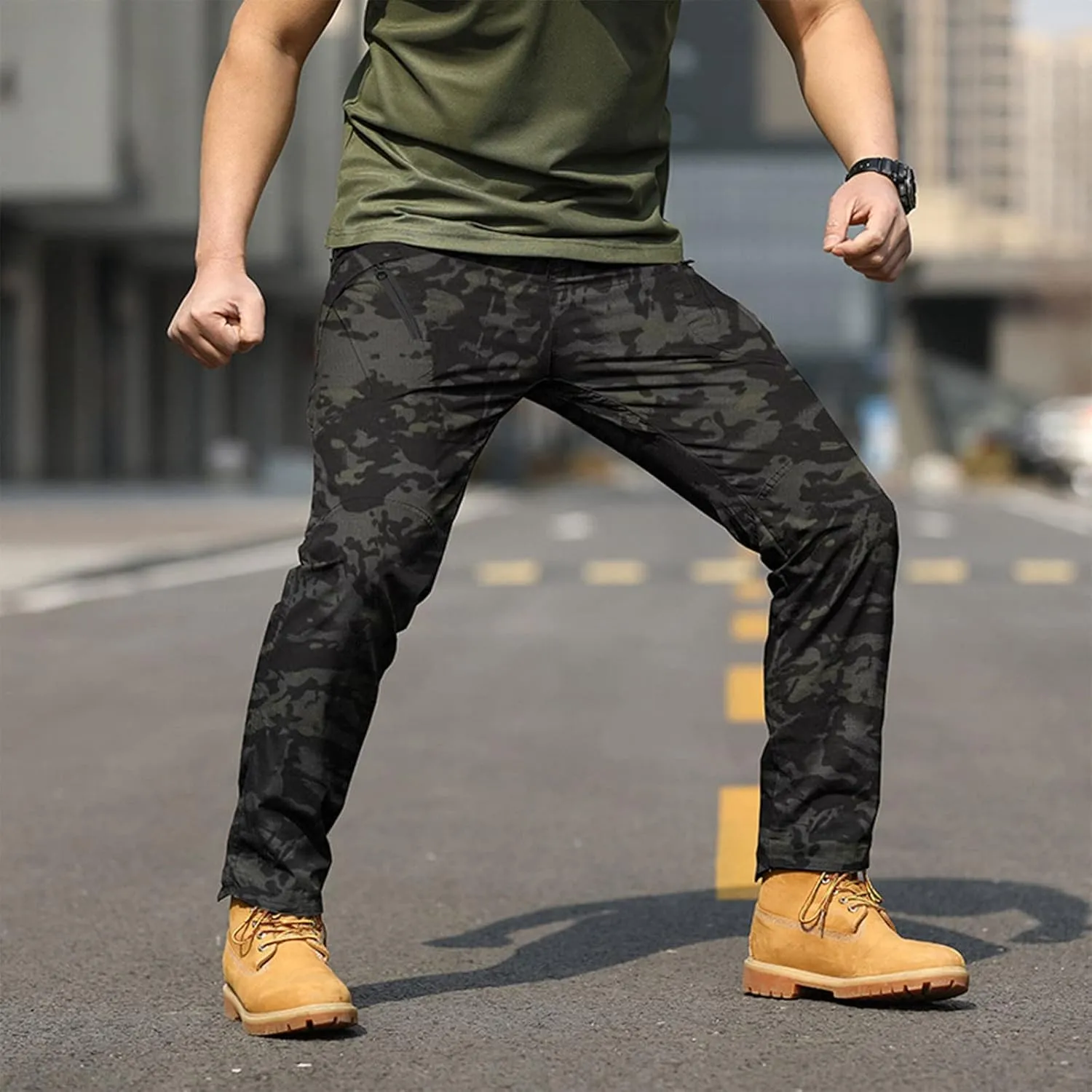 Men's Military Cargo Tactical Pants 2025 Ripstop Stretch Relaxed Fit Trousers Outdoor Hiking Pants with Multi Pockets