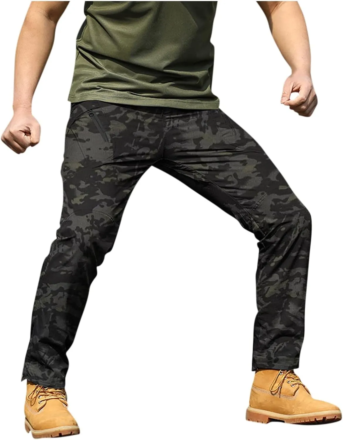 Men's Military Cargo Tactical Pants 2025 Ripstop Stretch Relaxed Fit Trousers Outdoor Hiking Pants with Multi Pockets
