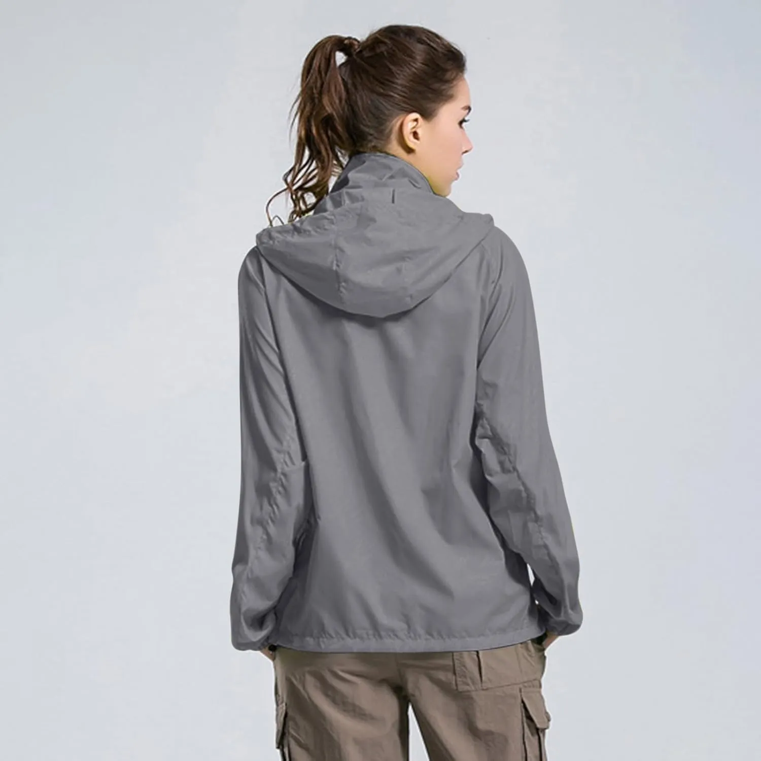 Mens Oversized Full Zip Rain Coats Unisex Baggy Outdoor Jackets with Hood Breathable Sports Windbreaker Lightweight Blouses
