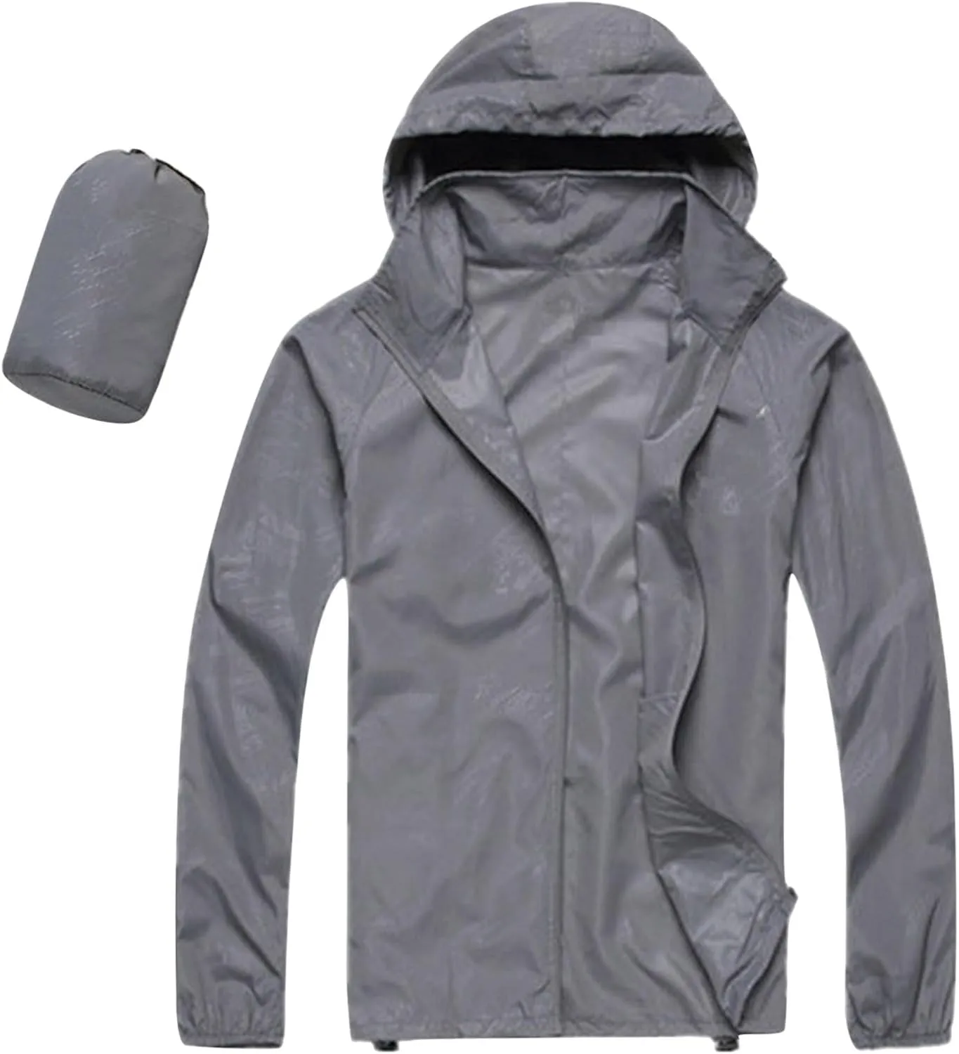 Mens Oversized Full Zip Rain Coats Unisex Baggy Outdoor Jackets with Hood Breathable Sports Windbreaker Lightweight Blouses