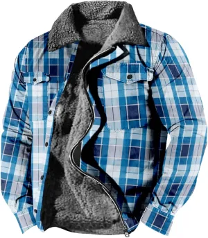 Men's Sherpa Lined Flannel Shirt Jacket Heavy Thick Flannel Plaid Jacket Fleece Lined Jackets Coat for Men
