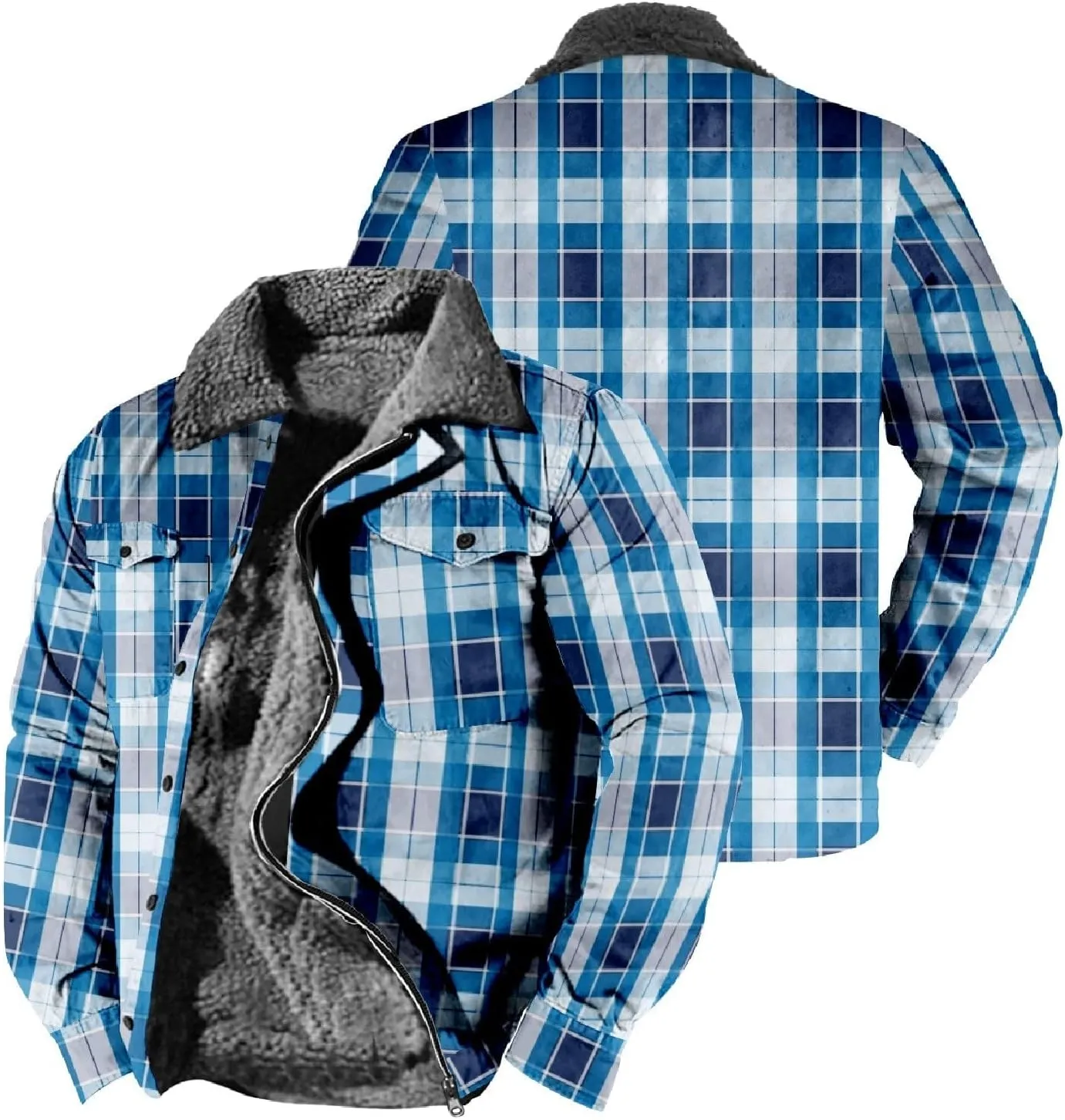 Men's Sherpa Lined Flannel Shirt Jacket Heavy Thick Flannel Plaid Jacket Fleece Lined Jackets Coat for Men