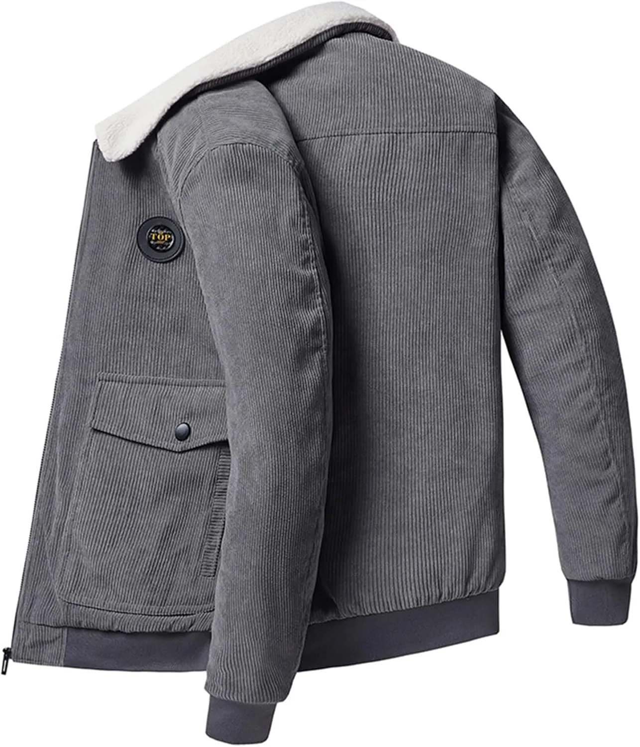 Men's Sherpa Lined Jacket Corduroy Trucker Jacket Warm Thickened Fall Winter Coats Soft Fleece Overcoat for Men