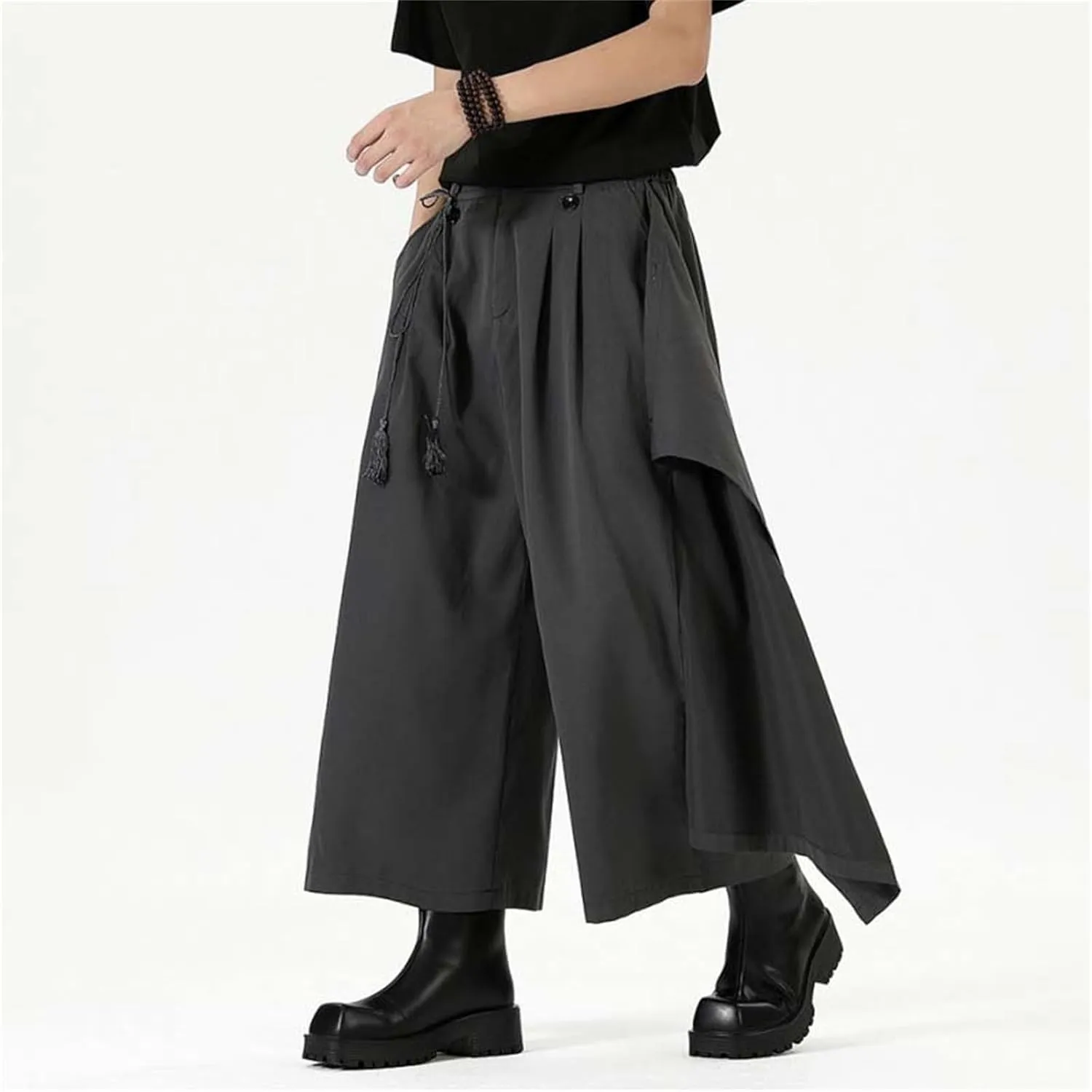 Men's Skirt Pants Lightweight Loose Harem Harajuku Kimono Trousers Casual Wide Leg Baggy Slacks High Waisted Plus Size Pants