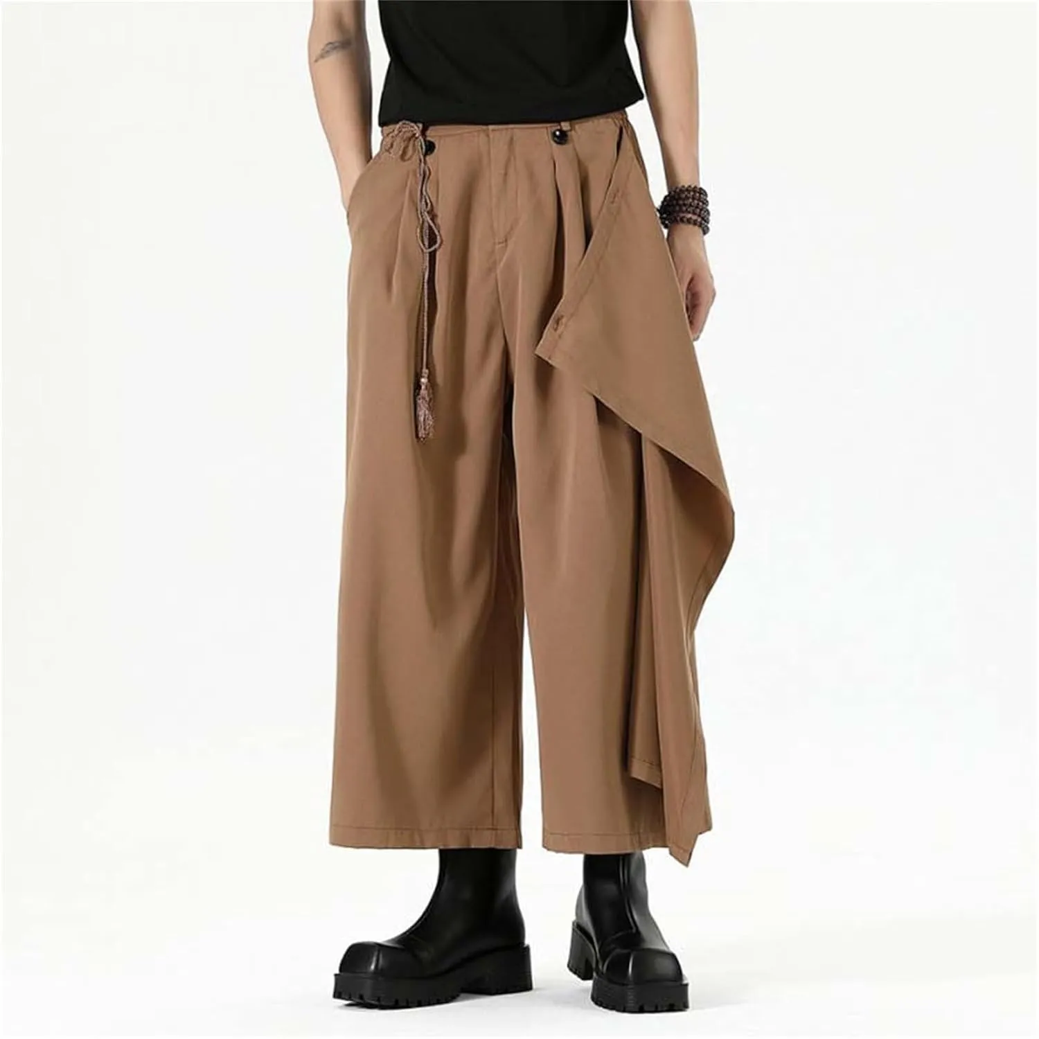 Men's Skirt Pants Lightweight Loose Harem Harajuku Kimono Trousers Casual Wide Leg Baggy Slacks High Waisted Plus Size Pants