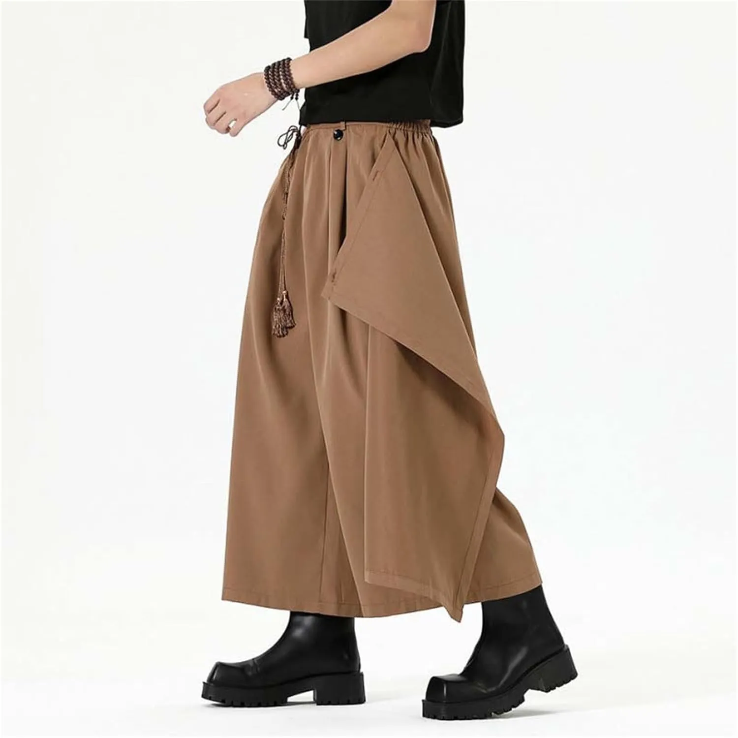 Men's Skirt Pants Lightweight Loose Harem Harajuku Kimono Trousers Casual Wide Leg Baggy Slacks High Waisted Plus Size Pants