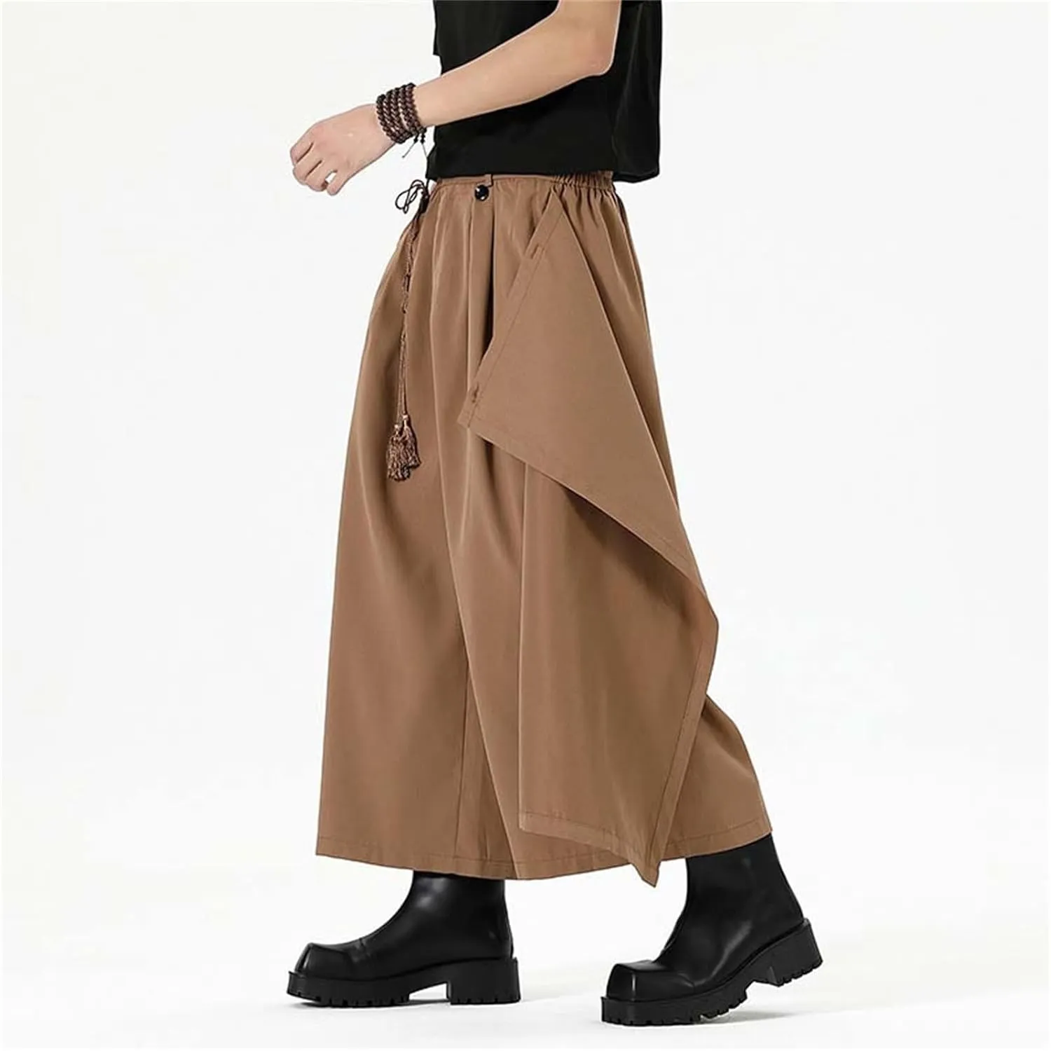 Men's Skirt Pants Lightweight Loose Harem Harajuku Kimono Trousers Casual Wide Leg Baggy Slacks High Waisted Plus Size Pants