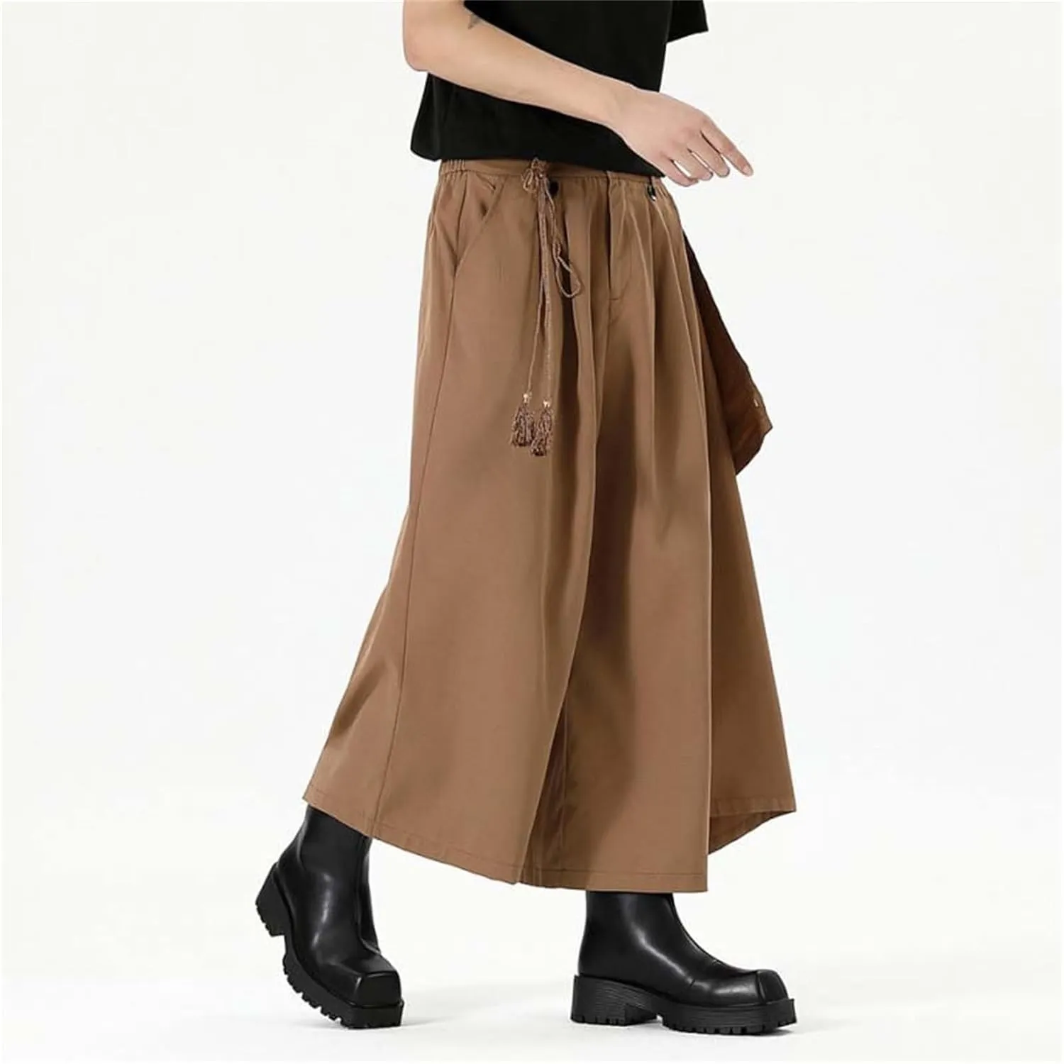 Men's Skirt Pants Lightweight Loose Harem Harajuku Kimono Trousers Casual Wide Leg Baggy Slacks High Waisted Plus Size Pants
